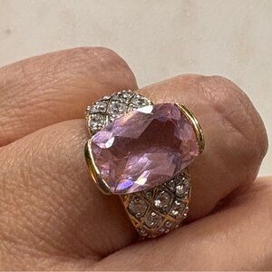 Kunzite & CZ, set in Gold Ring